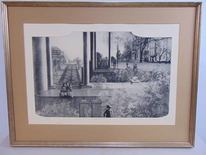 Etching, "The First Gate", signed Peter Milton, edition 29/140, 22" by 33" (matting): Etching, "The First Gate", signed Peter Milton, edition 29/140, 22" by 33" (matting)