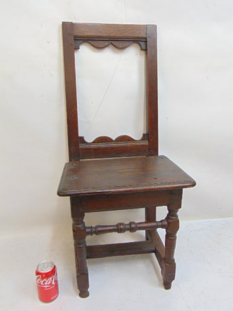 Antique Ile d'Orleans child's size side chair, missing part of seat, seat height is 16": Antique Ile d'Orleans child's size side chair, missing part of seat, seat height is 16"