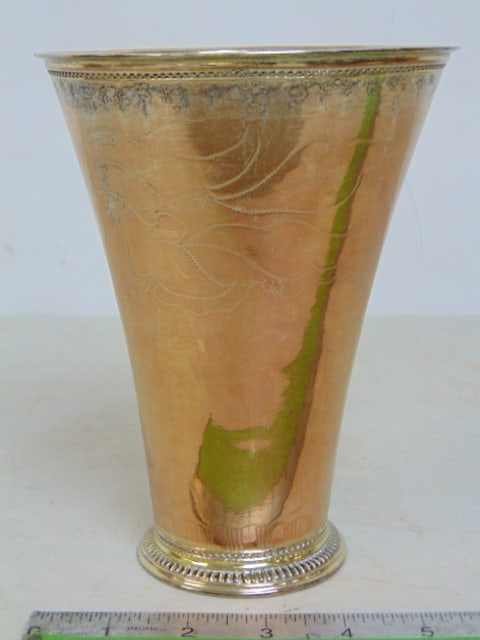 18th Century Swedish silver beaker, parcel gilt, height is 7.25", 9.5 troy (1 of 4)