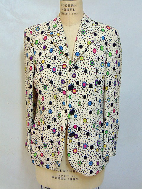 Vintage GIANNI VERSACE COUTURE MOD multi color jacket w/ three purplish glass button & two buttons (1 of 7)