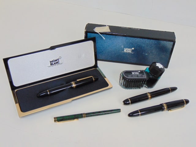 3 Mont Blanc Meisterstuck No 149 fountain pens & Waterman fountain pen, also includes Mont Blanc ink (1 of 8)