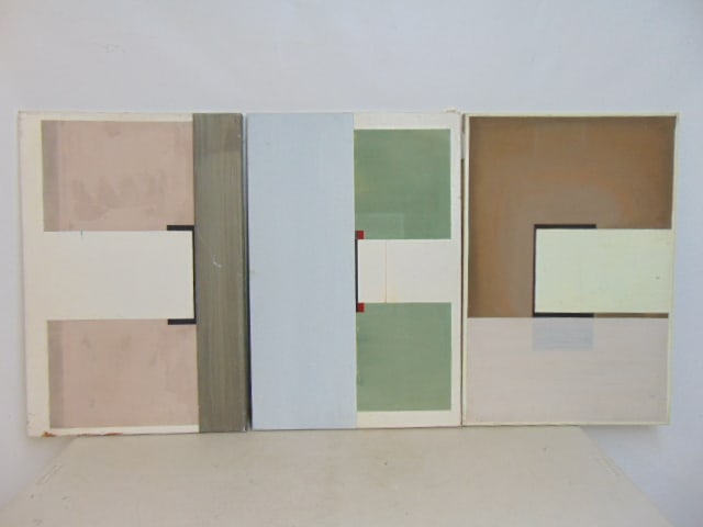 3 abstract paintings by Gordon Moore, "Hide" & 2 "Untitled, 1990's, oil on canvas, 30" by 20" each (1 of 5)
