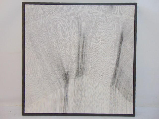 Painting, "Eternal Line No. 6", by Jiratchaya Pripwai, 2008, canvas on wood panel, black on white (1 of 5)