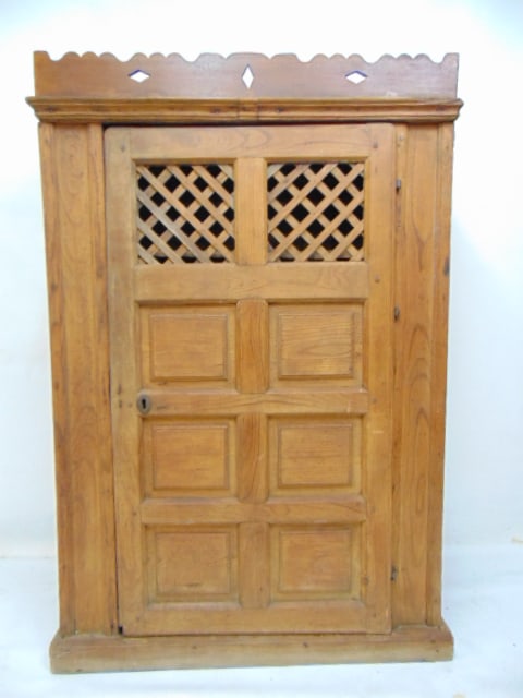 Continental raised panel side cabinet with lattice pattern door, cabinet is 37.5" wide, 19.75" deep, (1 of 4)