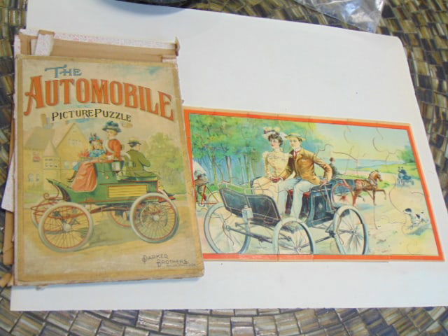 Early puzzle, "The Automobile Picture Puzzle", by Parker Brothers, Salem, Mass. USA, complete in (1 of 5)