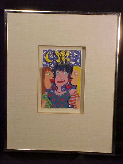 Mixed media, "Nice to be Loved" James Rizzi: Mixed media, "Nice to be Loved" James Rizzi, deition 6/99. Signed on bottom James Rizzi 1980. In good condition