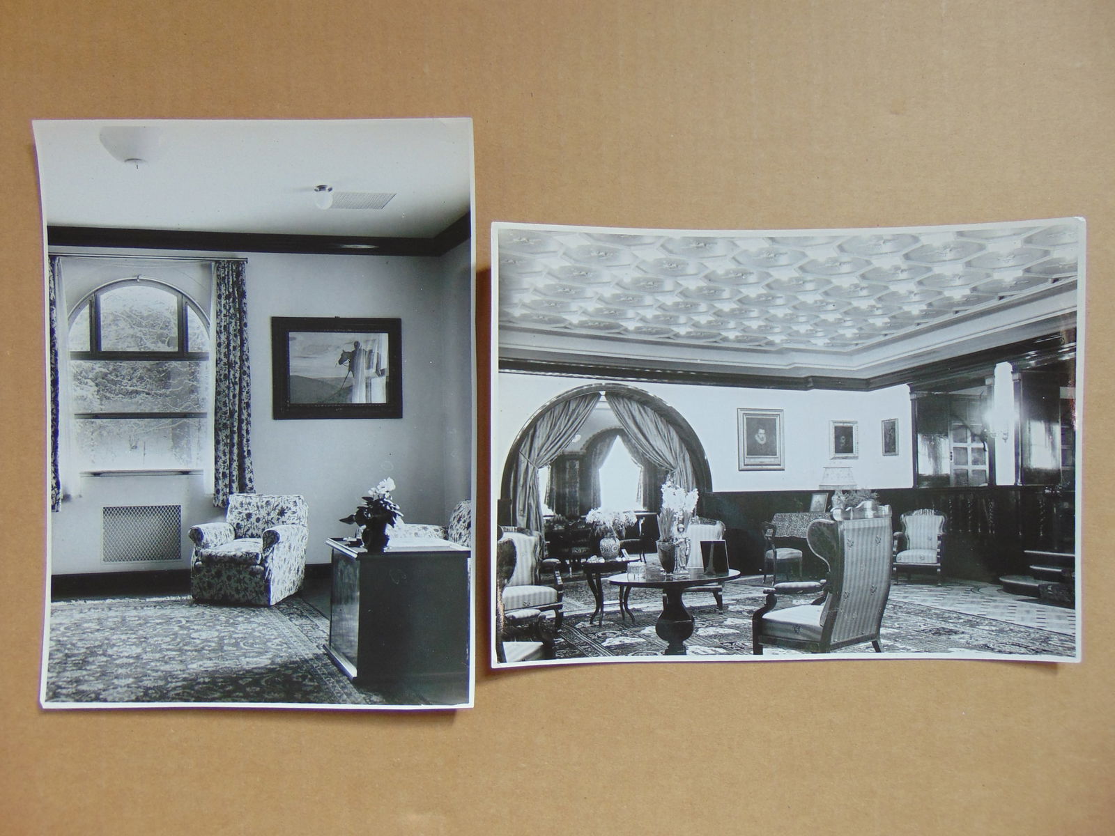 2 photographs by Iosif Berman, interior scenes of Chateau Sinaia, Peles castle, 6.75" by 9.25" (1 of 4)