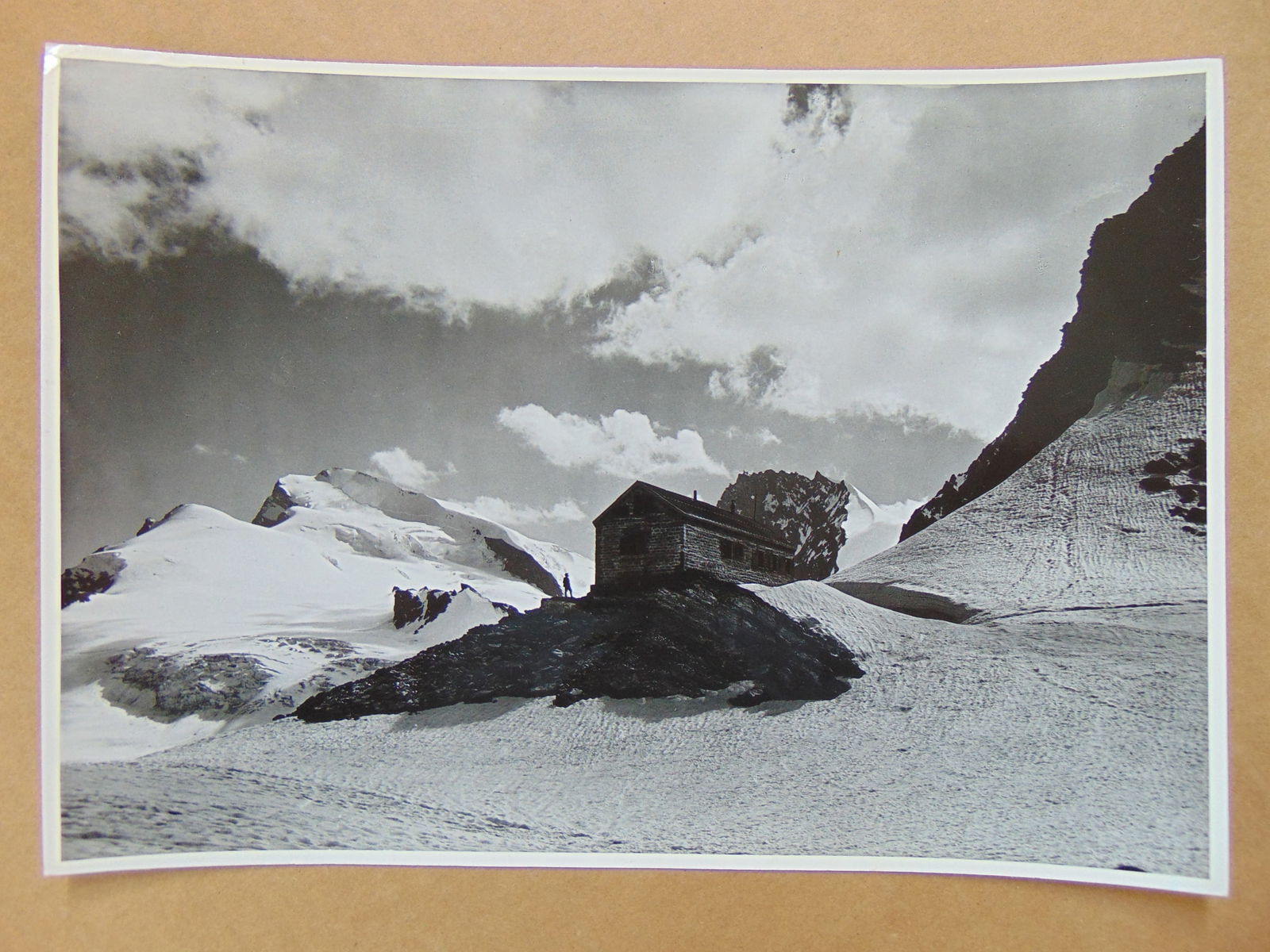 Photograph, Emmanuel Gyger, cabin on snowy mountain top, Adelboden, 6.25" by 9.25" (1 of 2)