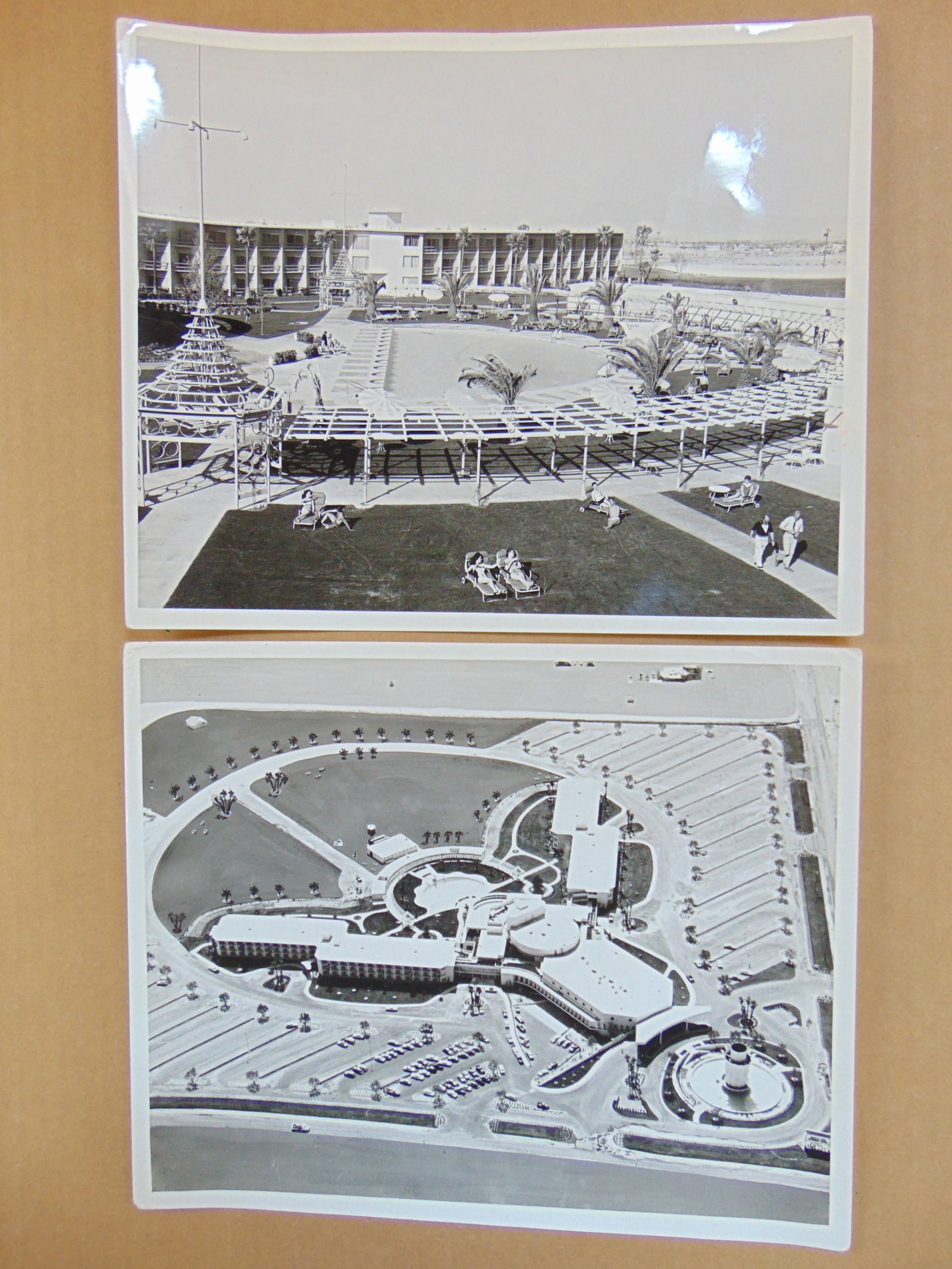 2 photographs, Luxury Hotel Tropicana, aerial view & pool area, Las Vegas News Bureau, Don (1 of 5)