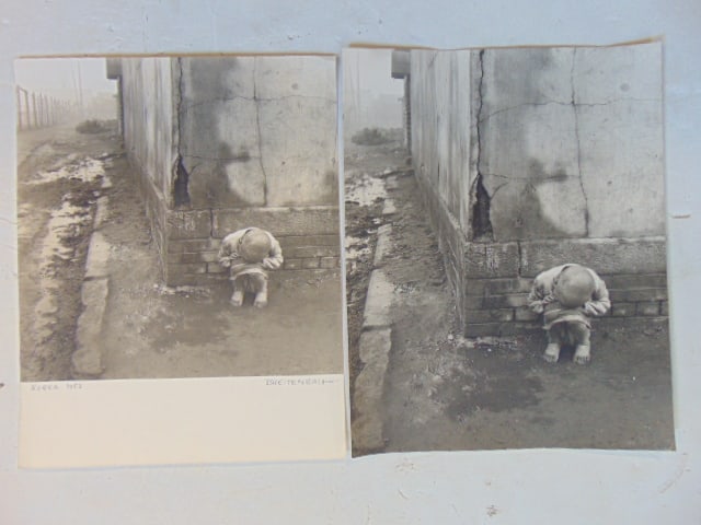 2 photographs, "korea 1953", by Joseph Breitenbach, small child against building, 13 7/8" by 10 7/8" (1 of 5)