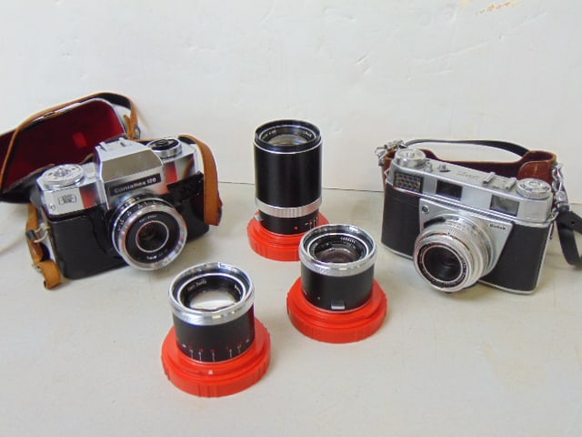 Camera & lenses, Zeiss Ikon Contaflex 126 camera, Kodak Retina IIIs & 3 Carl Zeiss Voightlander (1 of 7)
