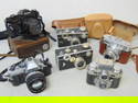 6 vintage cameras, Ricoh KR-5 Super; Olympus OM G; 2 Argus 50mm cameras; Bolstey Model G Twin Lens