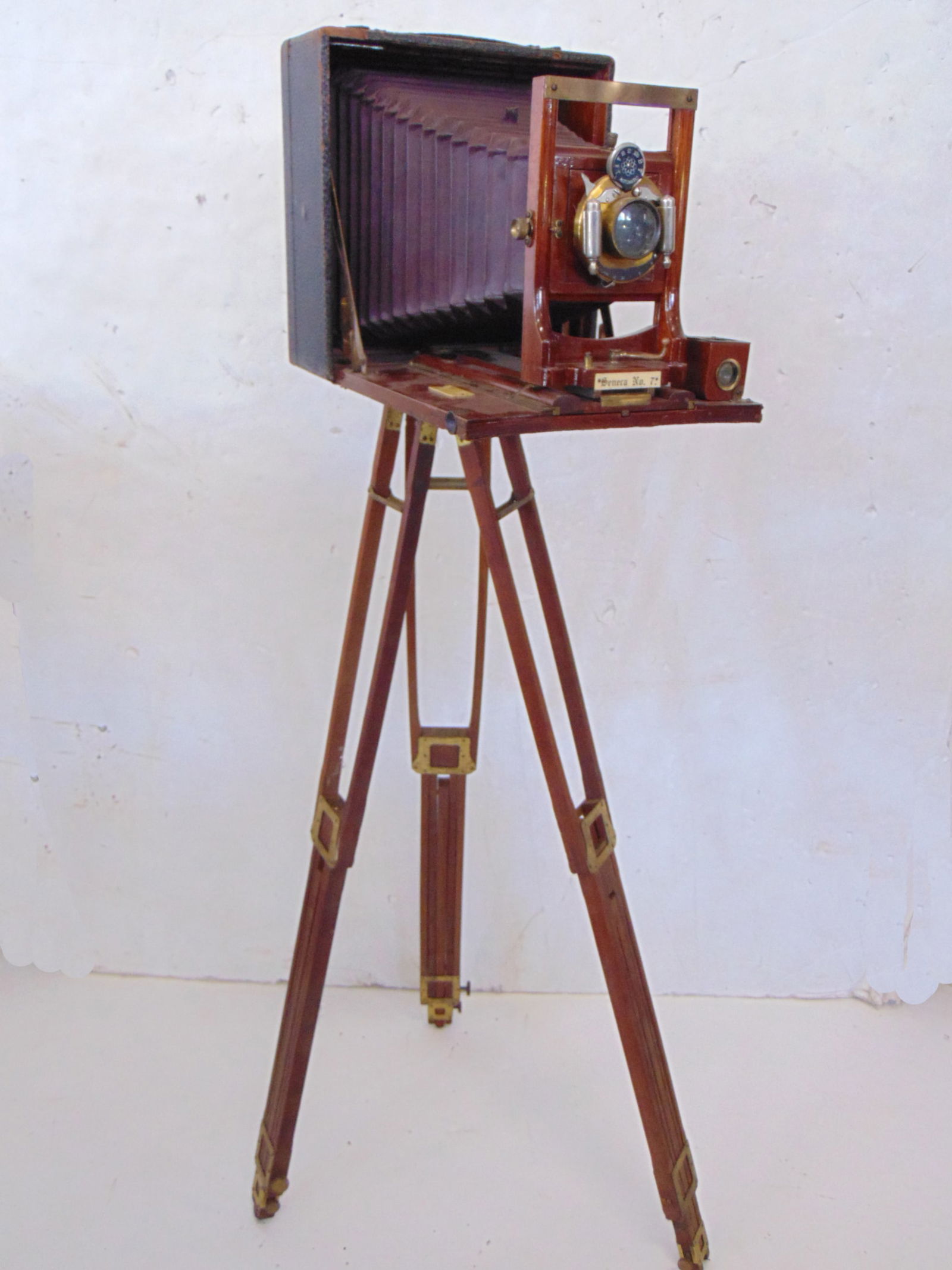 Vintage Seneca No 7 folding camera on tripod base, camera has Wollensak Opt. Co, Rochester lens. (1 of 6)