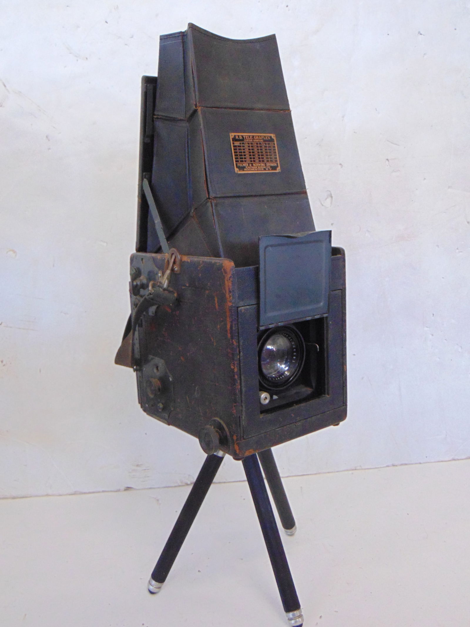 Vintage 23" Graflex camera, on small tripod stand. (1 of 6)