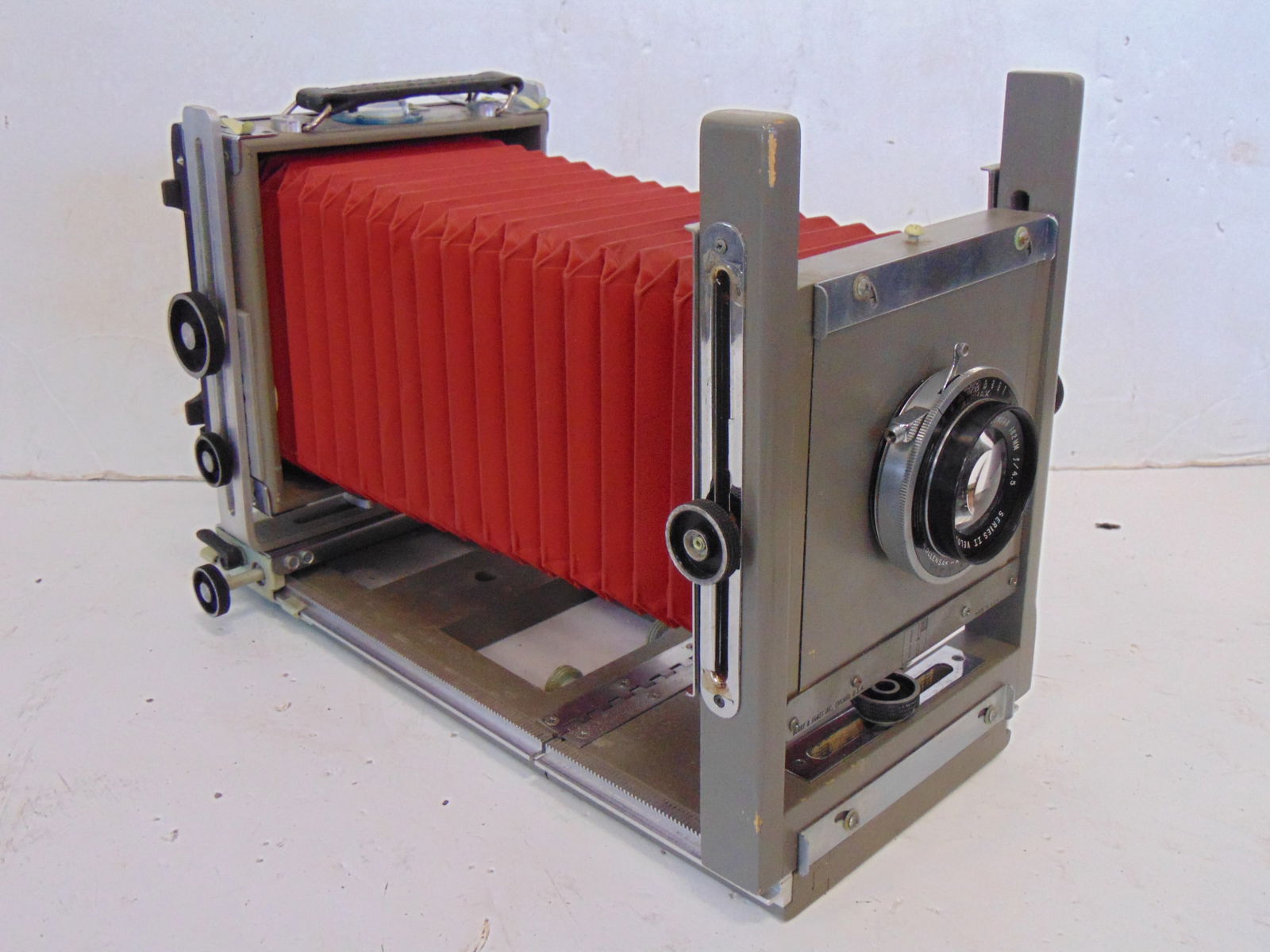 Vintage Burke & James folding camera with red bellows, various plates, in case (1 of 8)