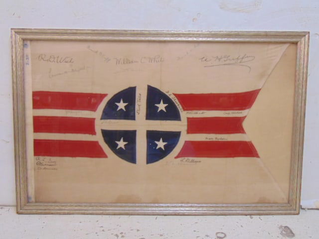 House flag of Alcoa Steamship Company, 1963-1990, framed, flag is 22.75" by 37.5", various names & (1 of 4)