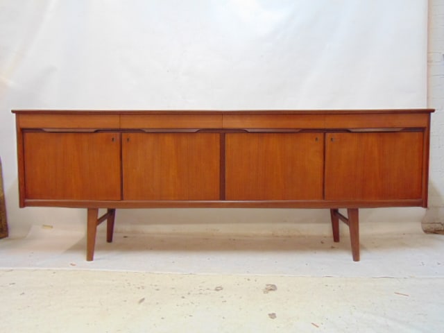 Mid Century Danish style cabinet, 4 drawers over 4 doors, cabinet is 81.5" long, 16.75" deep, 30.5" (1 of 4)