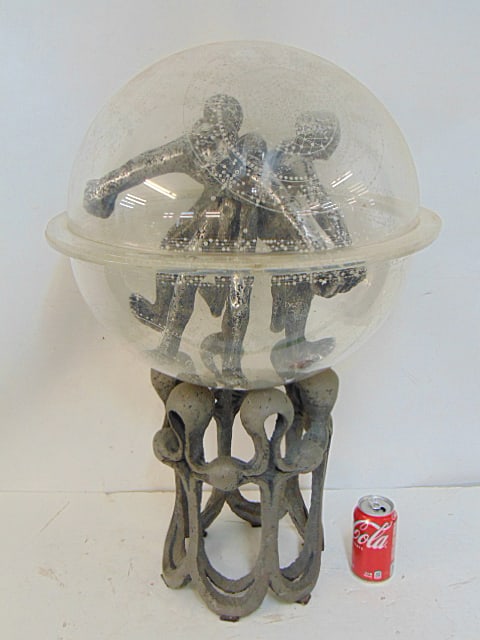 Ernest Bottomley sculpture, figures in Lucite celestial globe, on metal base, height is 31", (1 of 4)