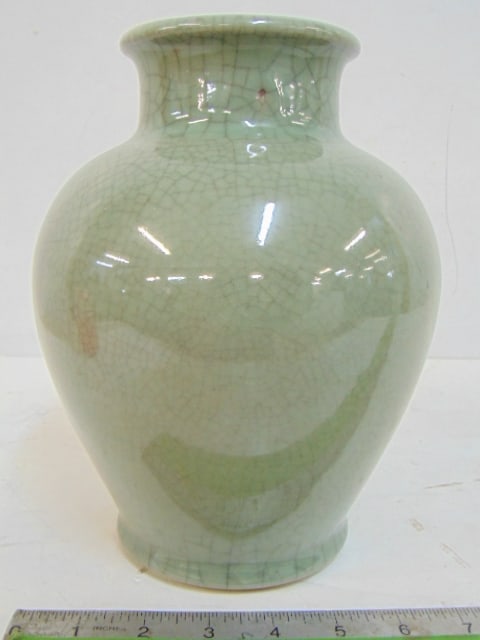 Crackleware vase, B&G, signed Vald. Pedersen, Bing & Grondahl vase is 9.25" tall: Crackleware vase, B&G, signed Vald. Pedersen, Bing & Grondahl vase is 9.25" tall