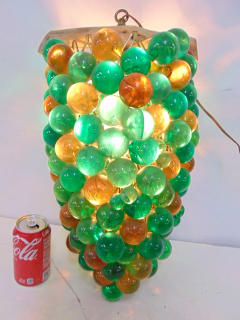 Decorative grape cluster hanging fixture, with plastic or composite grapes, 19" tall. (1 of 4)