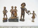 4 small cabinet bronzes, boy with horn, signed Seifert, Children singing, by Julius Paul Smith,