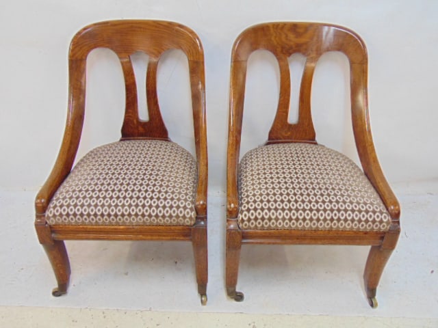 Pair spoon back English chairs with upholstered seats (1 of 12)