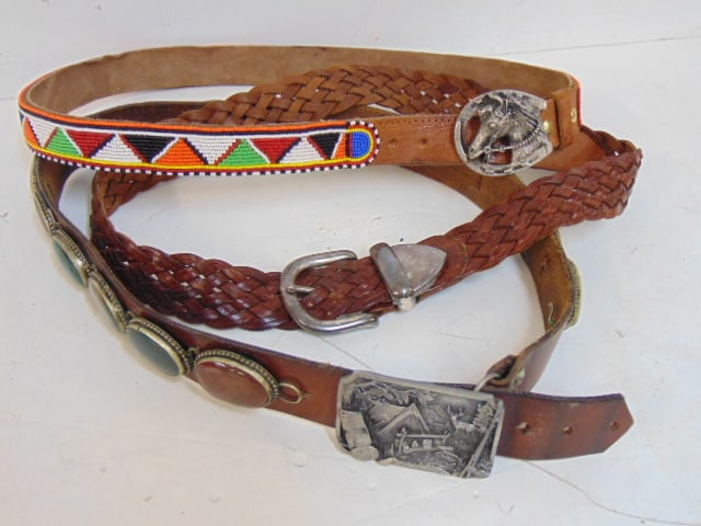 Jewelry. three men's belt buckle to include 16 individual set stones agate & other buckle Siskiyou (1 of 7)