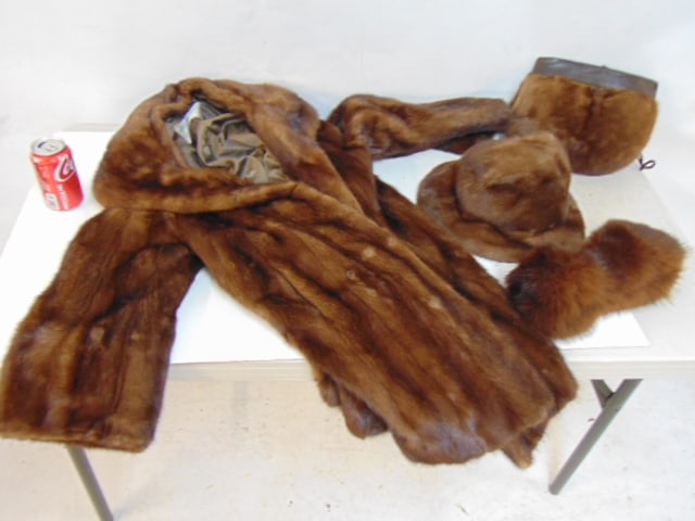 Mink short coat by Muscalus Furs, Harrisburg PA, comes with hat, handwarmer, head band (1 of 5)