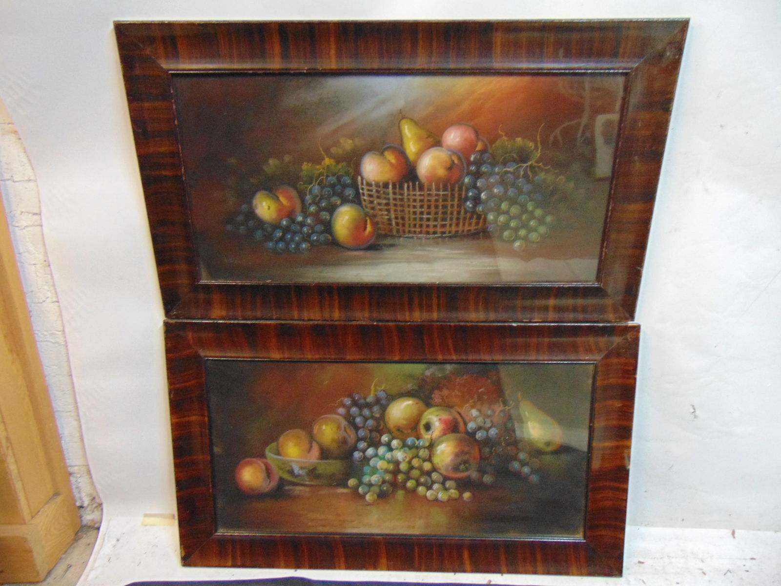 Pair paintings, still-life with fruit, pastel, signed Henry (?), each pastel is 13.5" by 27.5", in (1 of 4)