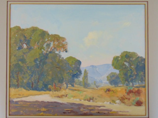 Painting, "Lonely Rider, dated 1947, figure on horseback in landscape, unsigned, watercolor on (1 of 4)