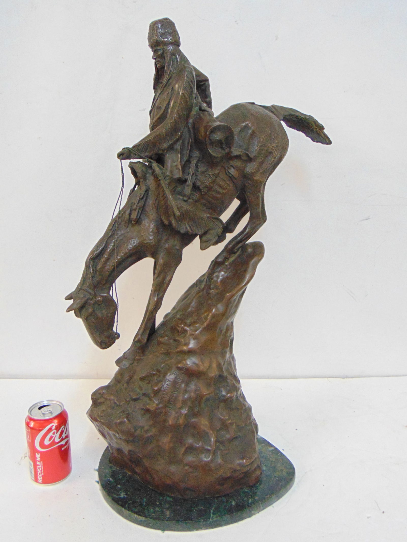 Remington bronze, "The Mountain Man", on marble base, height 28", Copyright Frederick Remington. (1 of 7)