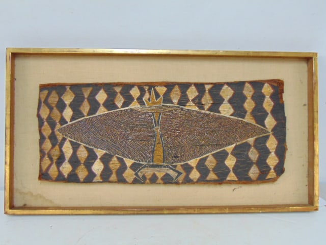 Australian aboriginal bark painting, 25.75" by 10.5" (1 of 8)