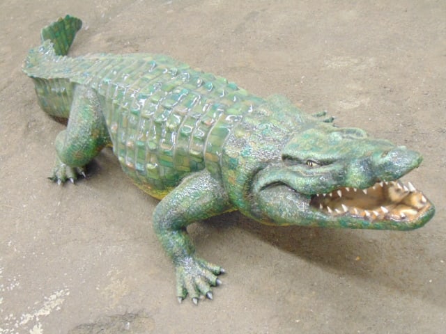 Lifesize hard plastic alligator, alligator is 8 feet long, 3 feet wide. (1 of 6)