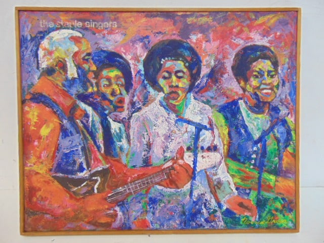 Painting, "The Staple Singers", signed Norris Green, oil on canvas, 16" by 20": Painting, "The Staple Singers", signed Norris Green, oil on canvas, 16" by 20"