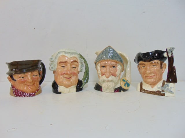 4 Royal Doulton Toby mugs, including "The Lawyer"; "Gunsmith"; "Don Quixote" & "Sam Weller" (1 of 6)