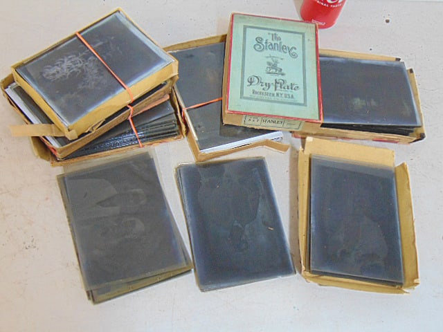 Large lot glass negatives, Maine landscapes, various portraits and camping scenes, plates are 5" by (1 of 7)