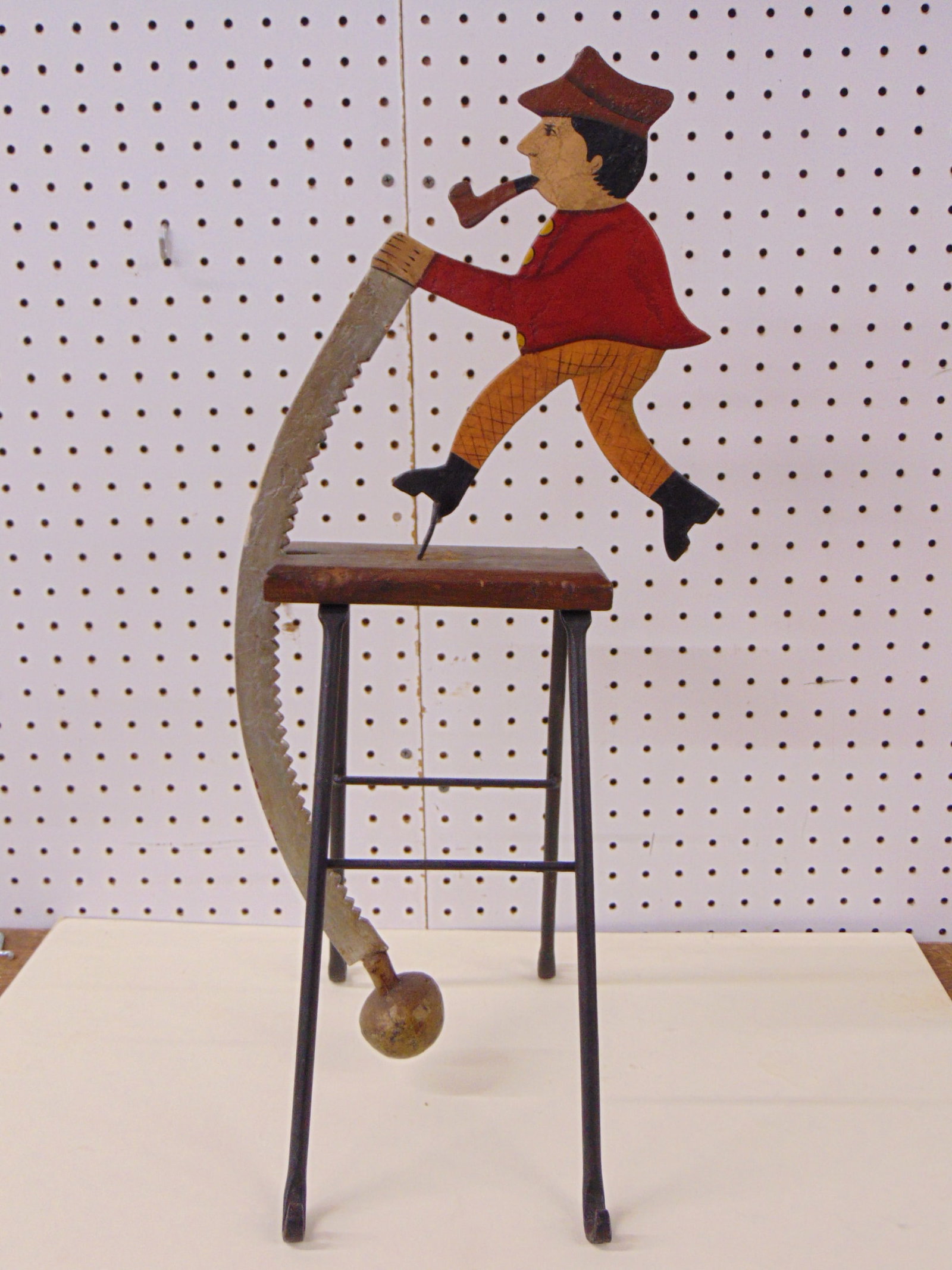 Vintage lumberjack balancing toy, height 23.5", original paint: Vintage lumberjack balancing toy, height 23.5", original paint