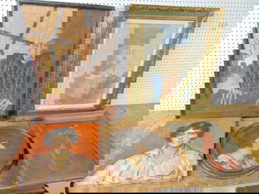 5 paintings, various portraits, includes oils, prints, please see images