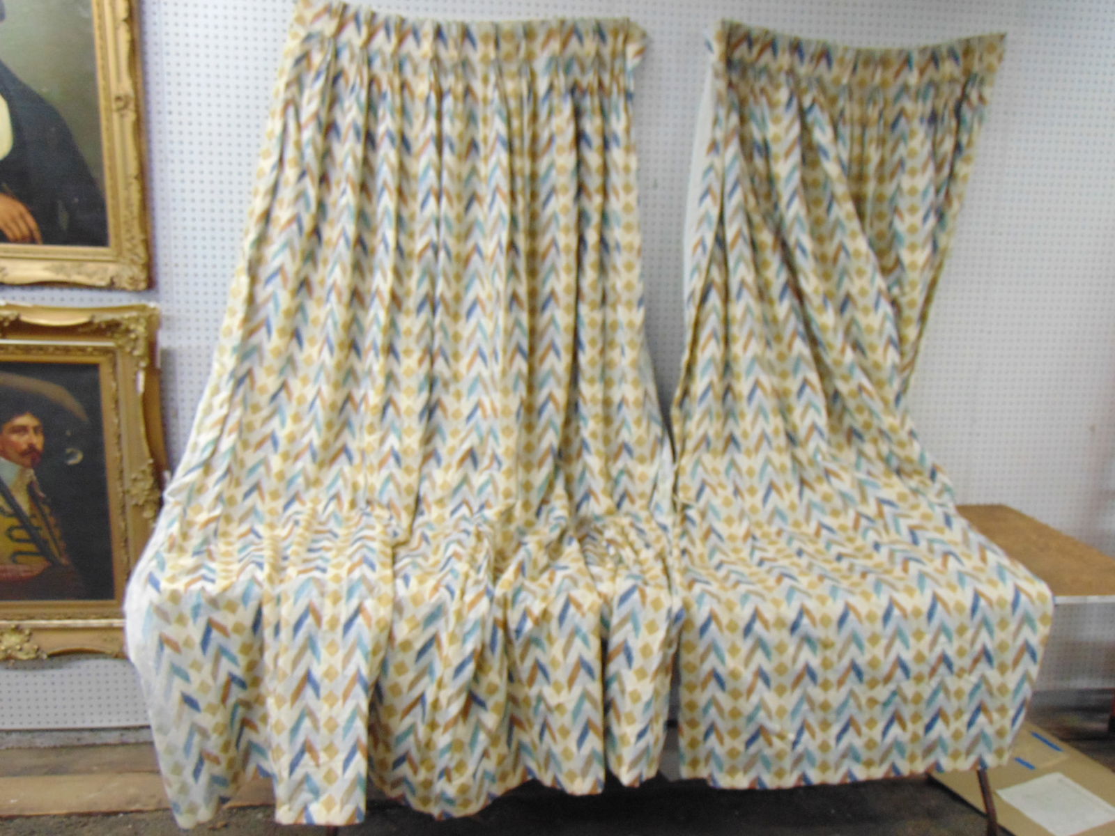 4 large window curtains , designs on white background, (1 of 5)