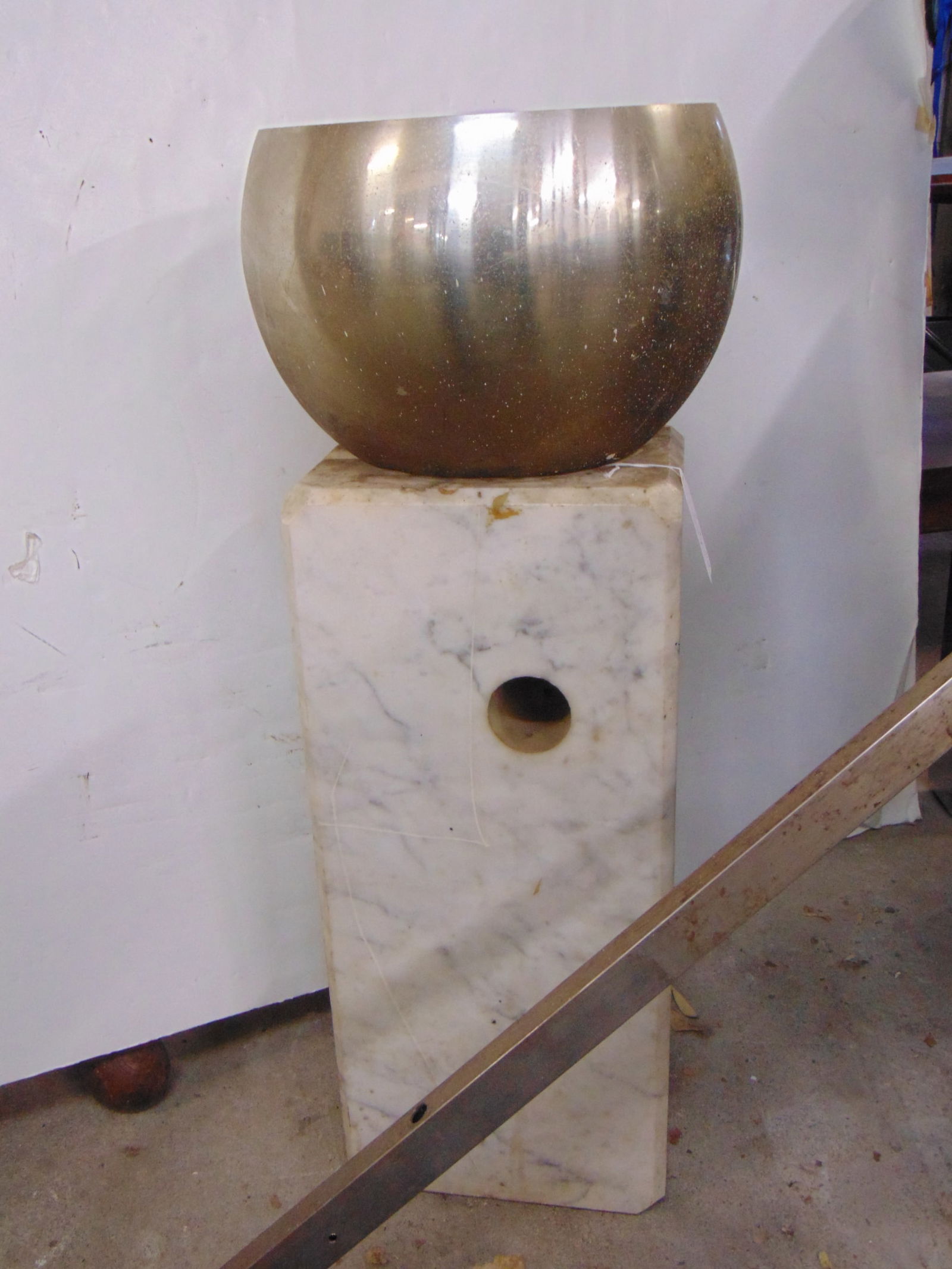 Mid Century Arc floor lamp, as found, not complete, you get the marble base, shade & pole. (1 of 4)