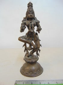 Bronze figure of Parvati, Hindu goddess, height is 10.5"