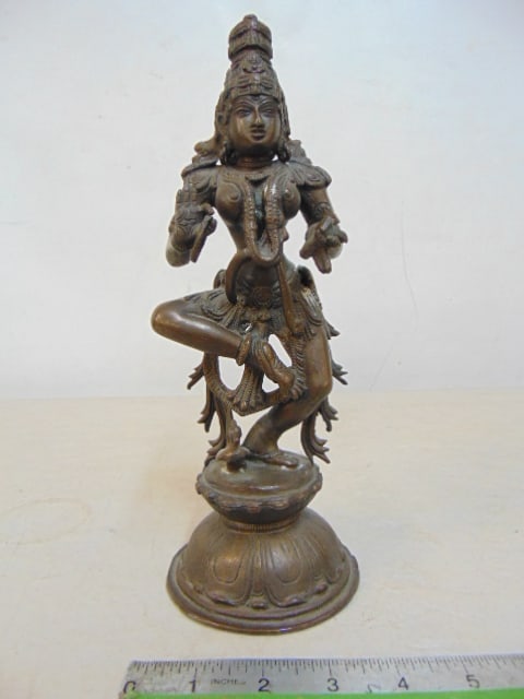 Bronze figure of Parvati, Hindu goddess, height is 10.5" (1 of 5)