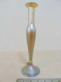 Tiffany Favrile art glass candlestick, 11.25" tall, good condition.