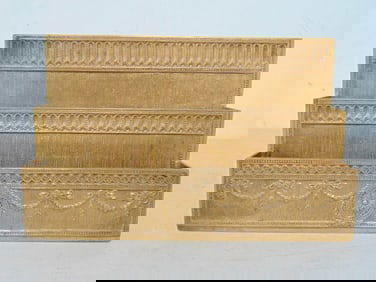 Tiffany Studios NY Adam pattern  gilt bronze letter holder, 9 3/8" by 2.5", height is 5 7/8"