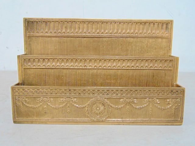 Tiffany Studios NY Adam pattern  gilt bronze letter holder, 9 3/8" by 2.5", height is 5 7/8" (1 of 5)