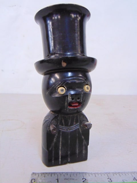 Vintage Kobe figural top hat dice shaker with 3 dice & popping eyes, height is7" (1 of 5)