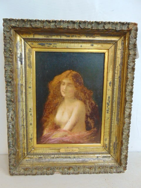 Painting, "Solitude", signed Angelo Asti, oil on panel, painting appears to have been stripped, over (1 of 6)