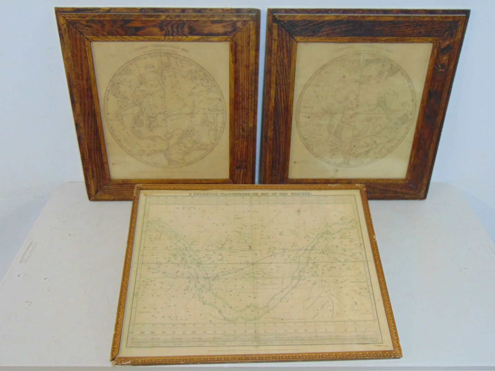 3 prints, North & South pole maps & "A Celestial Planisphere or map of the Heavens", celestial map (1 of 8)