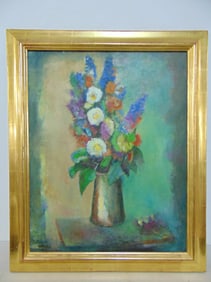 Painting, floral still-life, signed E. McEvoy, oil on canvas, 33" by 27.25"