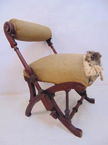 Hunzinger side chair, Victorian walnut, upholstery as is, 21" wide, 28.5" tall.